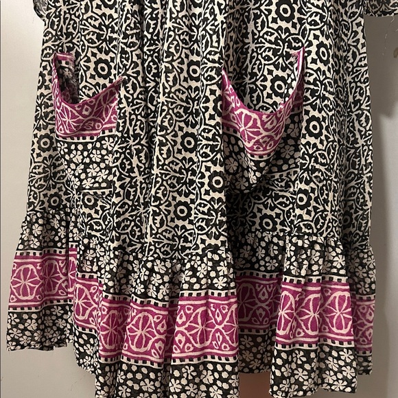 Free People Swing Dress Black Purple Midi Tassel Boho Peasant Hippie Small P - Picture 8 of 16